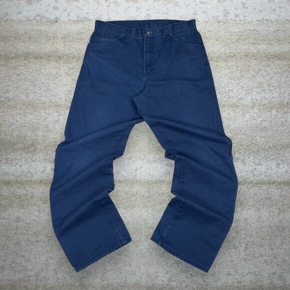 Vintage Dickies Carpenter Pants Navy Blue Relaxed Dungarees Work Painters 90s - Picture 2 of 4